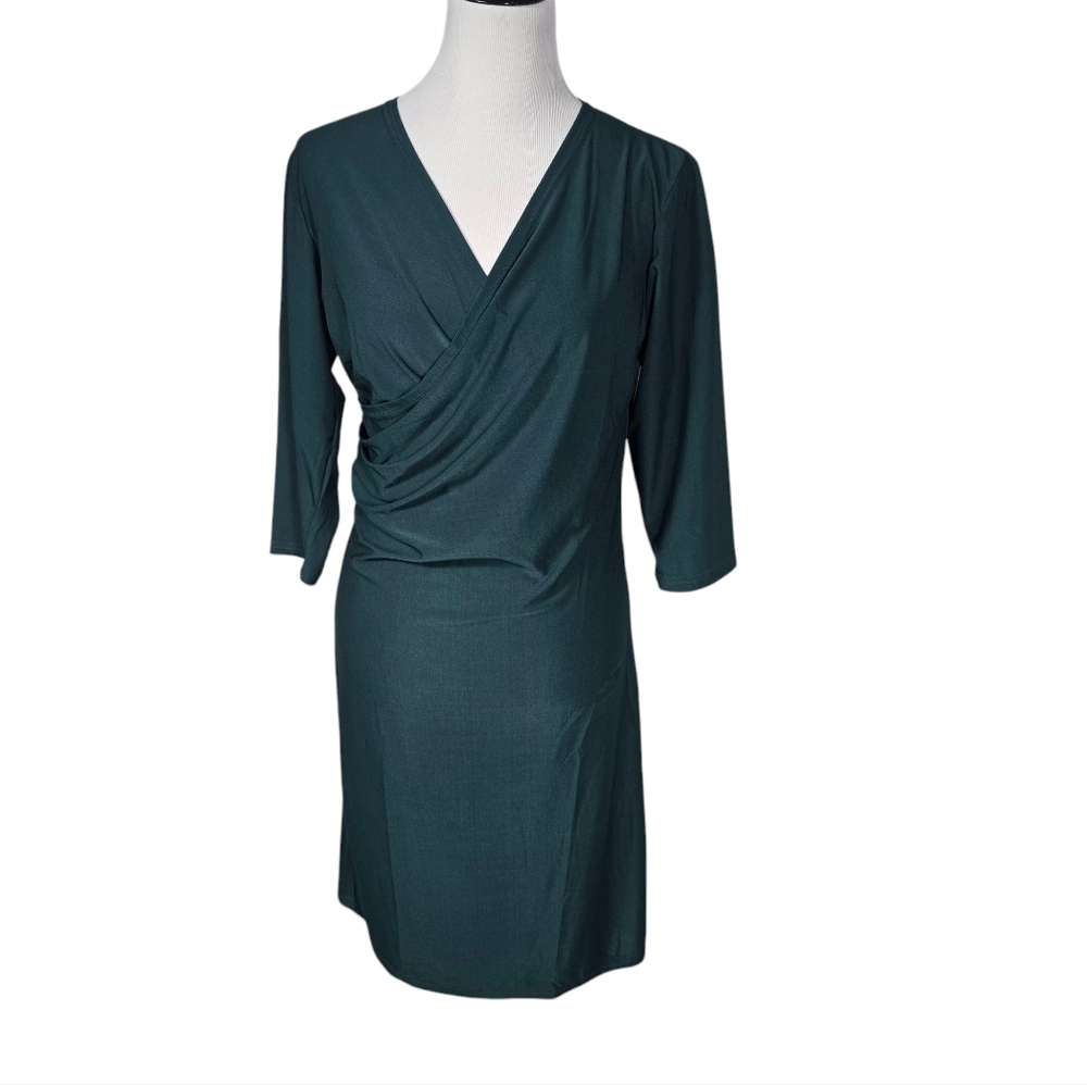 Jon & Anna Green Sheath Dress V-Neck 3/4 Sleeve NWT